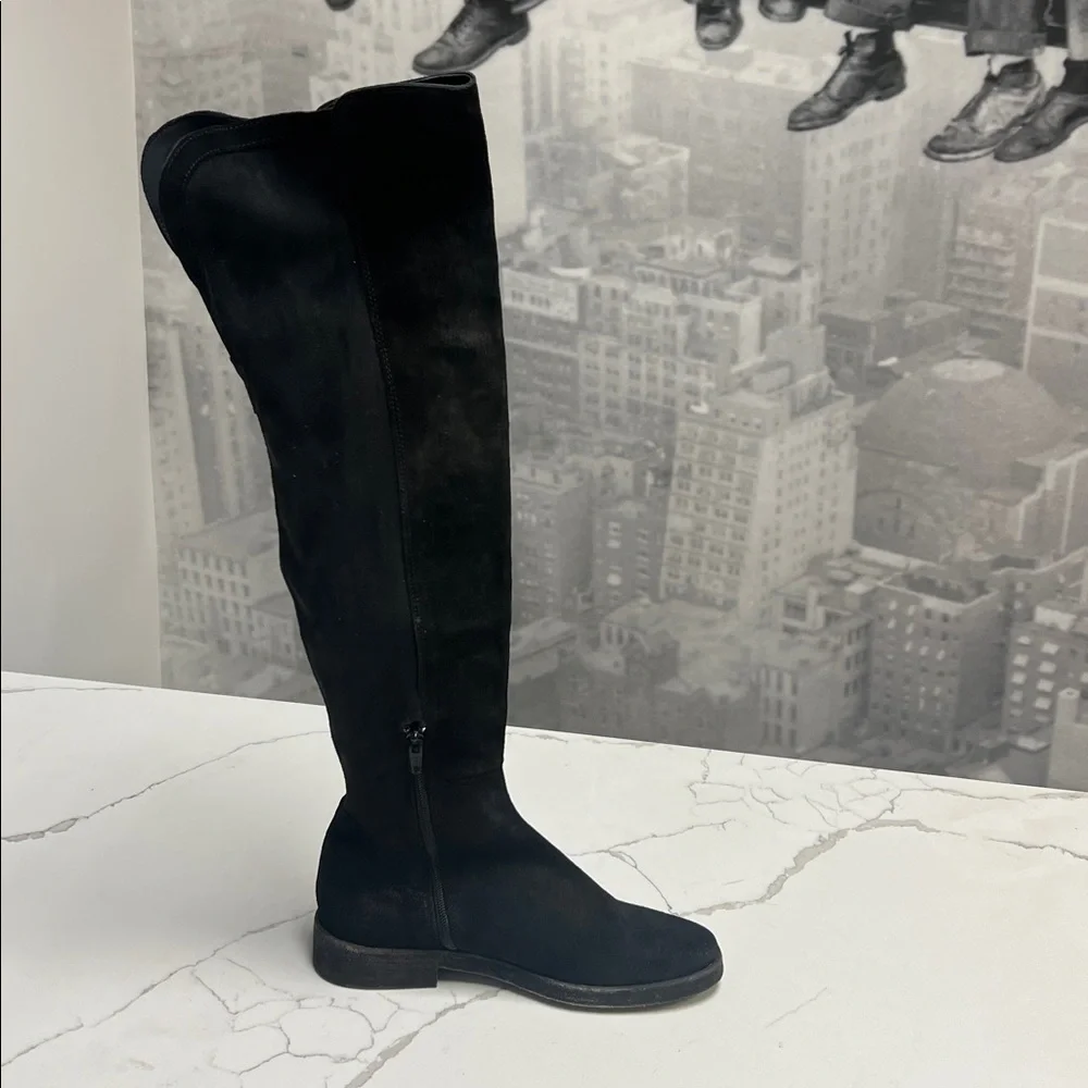 Free People Carson Stretch Over-the-Knee Boots Black Suede US 7